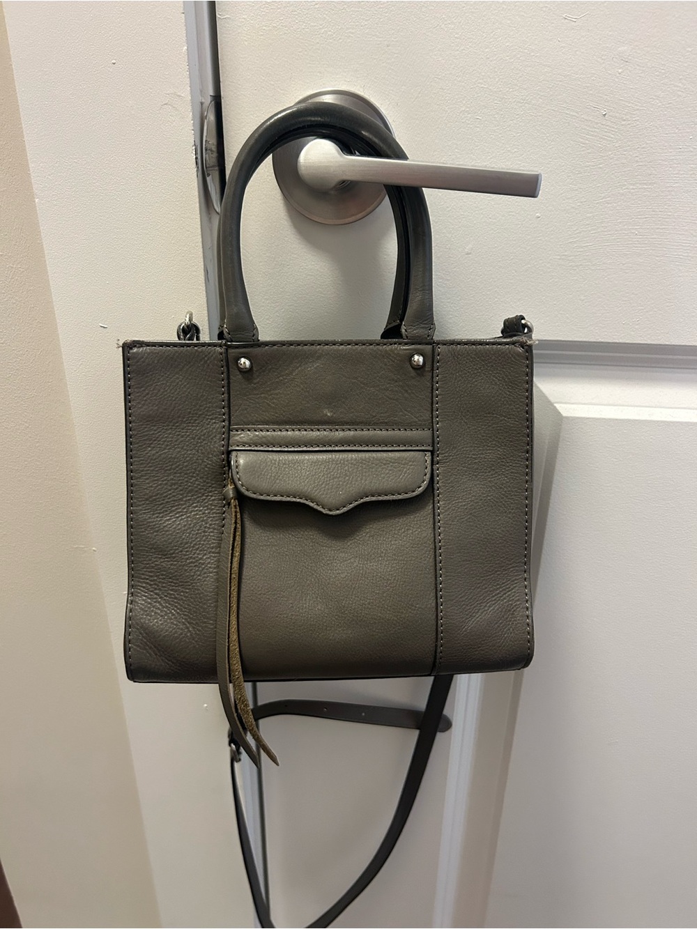 Rebecca Minkoff Elephant Grey Leather Mini M.A.B Bag